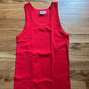 Petit Bateau red 100% cotton muscle/tank tee women’s NWOT, Euro 18/36